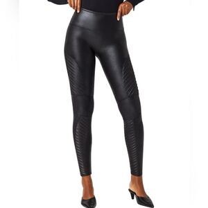 XL Spanx Faux Leather Moto Leggings in Very Black